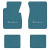1955-1956 Chevrolet Bel Air floor mats with the Bel Air logo in Loop 09 Medium Blue carpet, illustration
