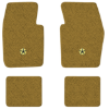 1971-1972 Dodge Dart Demon 2-Door floor mats with the Chrysler Pentastar logo in Loop 20 Gold carpet, illustration