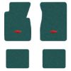 1957 Chevrolet Bel Air floor mats with the Chevy Bowtie logo in Loop 05 Aqua carpet, illustration