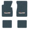 1957 Chevrolet Bel Air floor mats with the Bel Air Crest logo in Essex 1017A Lapis Blue carpet, illustration