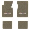 1957 Chevrolet Bel Air floor mats with the Bel Air Crest logo in Essex 1076A Prairie Tan carpet, illustration