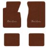 1957 Chevrolet Bel Air floor mats with the Bel Air logo in Daytona 7157 Bronze carpet, illustration