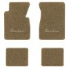 1957 Chevrolet Bel Air floor mats with the Bel Air logo in Essex 1004A Cream carpet, illustration
