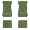 1974-1975 Chevrolet Bel Air floor mats with the Bel Air logo in Cutpile 869 Willow Green carpet, illustration