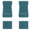 1974-1975 Chevrolet Bel Air floor mats with the Bel Air logo in Cutpile 802 Blue carpet, illustration