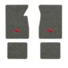 1965-1970 Chevrolet Biscayne floor mats with the Chevy Bowtie logo in Essex 1066A Gray carpet, illustration