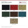 ACC Loop carpet color chart for this listing - Proudly Made in the USA
