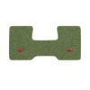 1975-1986 Chevrolet C10 2WD Automatic/3-Speed Low Tunnel one-piece front floor mat with the Chevy Bowtie logo in Cutpile 869 Willow Green carpet, illustration