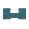 1975-1986 Chevrolet C10 2WD Automatic/3-Speed Low Tunnel one-piece front floor mat with the Chevy Bowtie logo in Cutpile 802 Blue carpet, illustration
