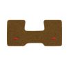 1975-1986 Chevrolet C10 2WD Automatic/3-Speed Low Tunnel one-piece front floor mat with the Chevy Bowtie logo in Cutpile 820 Saddle carpet, illustration