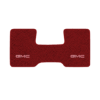 1979-1986 GMC C1500 2WD Automatic/3-Speed Low Tunnel one-piece front floor mat with the GMC logo in Cutpile 7039 Dark Red / Carmine carpet, illustration