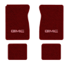 1984-1986 GMC K1500 Suburban floor mats with the GMC logo in Essex 1016A Red carpet, illustration