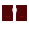 1987 GMC R1500 front floor mats with the 4x4 logo in Essex 1016A Red carpet, illustration