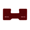 1987 GMC R1500 2WD Automatic/3-Speed Low Tunnel one-piece front floor mat with the GMC logo in Essex 1016A Red carpet, illustration