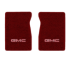1987 GMC R2500 front floor mats with the GMC logo in Essex 1016A Red carpet, illustration