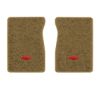 1984-1986 Chevrolet C20 front floor mats with the Chevy Bowtie logo in Essex 1054A Caramel carpet, illustration