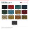 ACC Loop carpet color chart for this listing - Proudly Made in the USA