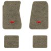 1968-1972 Chevrolet Chevelle Nomad floor mats with the Chevy Bowtie logo in Essex 1076A Prairie Tan carpet, illustration