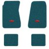 1968-1972 Chevrolet Chevelle Concours Wagon 4-Door floor mats with the Chevy Bowtie logo in Loop 17 Bright Blue carpet, illustration