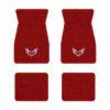 1974-1981 Pontiac Firebird floor mats with the Firebird Emblem logo in Cutpile 8801 Flame Red carpet, illustration