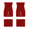 1974-1981 Pontiac Firebird Trans Am floor mats with the Pontiac V logo in Cutpile 8801 Flame Red carpet, illustration