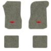 1973 Chevrolet Chevelle floor mats with the Chevy Bowtie logo in Essex 1053A Silver carpet, illustration