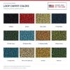 ACC Loop carpet color chart for this listing - Proudly Made in the USA