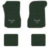 1973 Chevrolet Chevelle floor mats with the Chevelle SS logo in Loop 08 Dark Green carpet, illustration