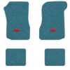 1973 Chevrolet Chevelle Laguna floor mats with the Chevy Bowtie logo in Loop 09 Medium Blue carpet, illustration