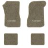 1973 Chevrolet Chevelle floor mats with the Chevelle logo in Essex 1076A Prairie Tan carpet, illustration
