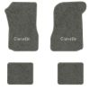 1973 Chevrolet Chevelle floor mats with the Chevelle logo in Essex 1066A Gray carpet, illustration