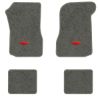 1973 Chevrolet Chevelle Laguna floor mats with the Chevy Bowtie logo in Essex 1066A Gray carpet, illustration