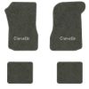 1973 Chevrolet Chevelle floor mats with the Chevelle logo in Essex 1038A Lt Charcoal carpet, illustration