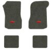 1973 Chevrolet Chevelle Laguna floor mats with the Chevy Bowtie logo in Essex 1038A Lt Charcoal carpet, illustration