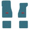 1973 Chevrolet Chevelle Malibu floor mats with the Chevy Bowtie logo in Loop 09 Medium Blue carpet, illustration