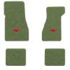 1974-1977 Chevrolet Chevelle Malibu floor mats with the Chevy Bowtie logo in Cutpile 869 Willow Green carpet, illustration