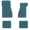 1974-1977 Chevrolet Chevelle Malibu floor mats with the Chevy Bowtie logo in Cutpile 802 Blue carpet, illustration
