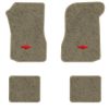 1974-1976 Chevrolet Chevelle Laguna Type S-3 floor mats with the Chevy Bowtie logo in Essex 1035A Beige carpet, illustration