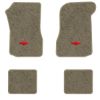 1974-1976 Chevrolet Chevelle Laguna Type S-3 floor mats with the Chevy Bowtie logo in Essex 1076A Prairie Tan carpet, illustration