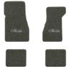1974-1977 Chevrolet Chevelle Malibu floor mats with the Malibu 73-83 Model logo in Essex 1038A Lt Charcoal carpet, illustration