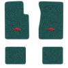 1962-1967 Chevrolet Chevy II Nova floor mats with the Chevy Bowtie logo in Loop 05 Aqua carpet, illustration