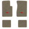 1962-1967 Chevrolet Chevy II Nova floor mats with the Chevy Bowtie logo in Essex 1076A Prairie Tan carpet, illustration