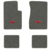 1962-1967 Chevrolet Chevy II Nova floor mats with the Chevy Bowtie logo in Essex 1066A Gray carpet, illustration