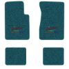 1962-1967 Chevrolet Chevy II Nova floor mats with the Yesterdays Chevrolet logo in Loop 17 Bright Blue carpet, illustration