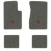 1962-1967 Chevrolet Chevy II Nova floor mats with the SS in Outline Circle logo in Essex 1066A Gray carpet, illustration