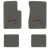1962-1967 Chevrolet Chevy II Nova floor mats with the Yesterdays Chevrolet logo in Essex 1066A Gray carpet, illustration