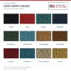 ACC Loop carpet color chart for this listing - Proudly Made in the USA