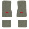 1968 Chevrolet Chevy II Nova floor mats with the Chevy Bowtie logo in Essex 1053A Silver carpet, illustration