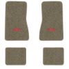 1968 Chevrolet Chevy II Nova floor mats with the SYC logo in Essex 1076A Prairie Tan carpet, illustration
