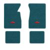1965-1970 Chevrolet Impala floor mats with the Chevy Bowtie logo in Loop 17 Bright Blue carpet, illustration
